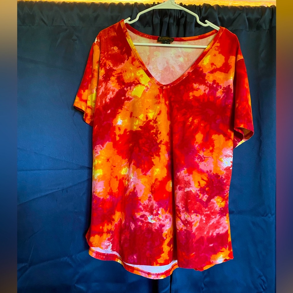2XL Forbidden Society Red Tie-dye Blouse
